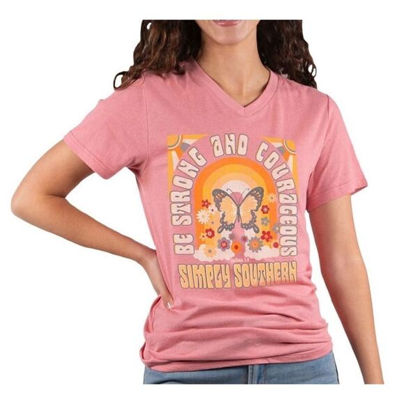 SIMPLY SOUTHERN  MEDIUM “BE STRONG AND COURAGEOUS” Tshirt - Picture 4 of 6